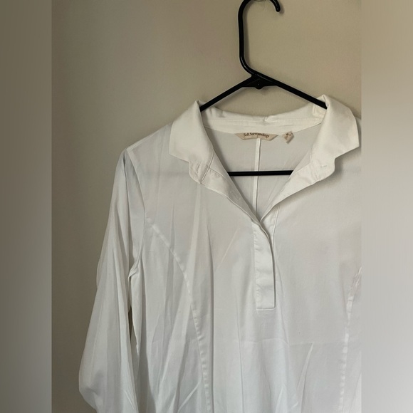 Soft Surroundings White 3/4 Sleeve Tunic Blouse Size Medium - Picture 3 of 9
